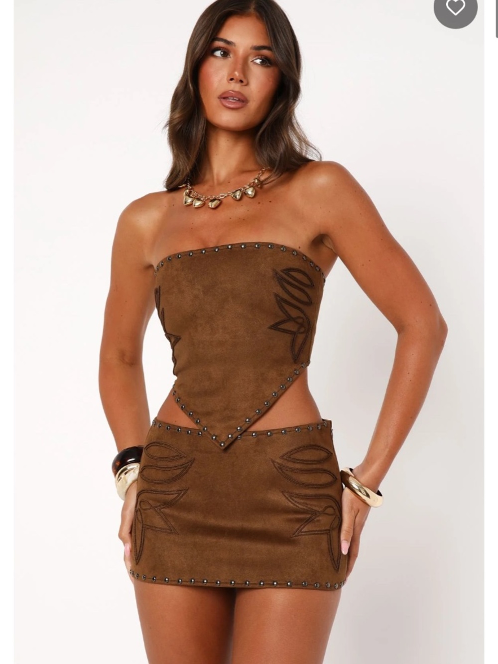 Rumors faux suede set- white fox